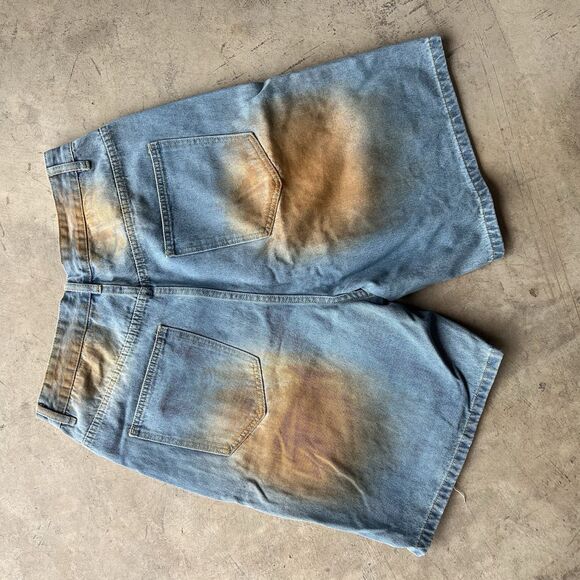 Men's Distressed Blue Jean Shorts - Picture 2 of 3